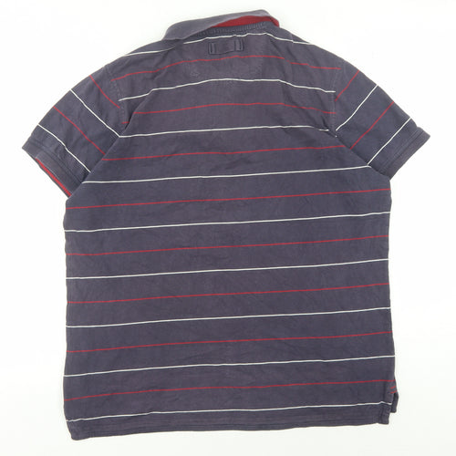 FatFace Men's Blue Striped Polo Shirt L