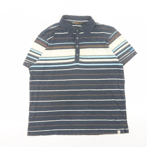 White Stuff Men's Blue Striped Polo Shirt M Casual