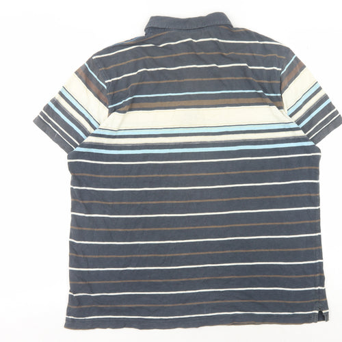 White Stuff Men's Blue Striped Polo Shirt M Casual