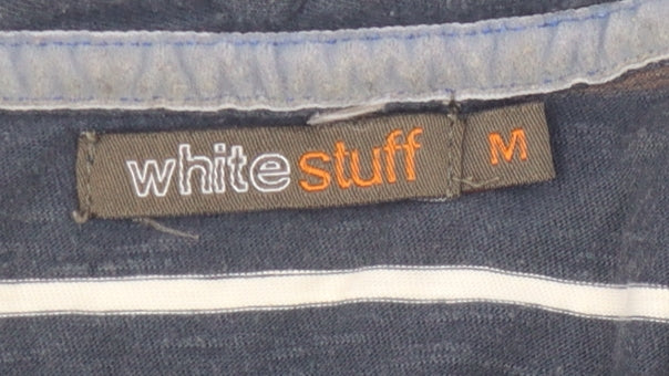 White Stuff Men's Blue Striped Polo Shirt M Casual