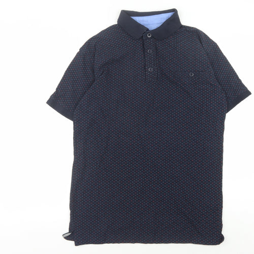 Forge Original Men's Blue Patterned Polo Shirt M