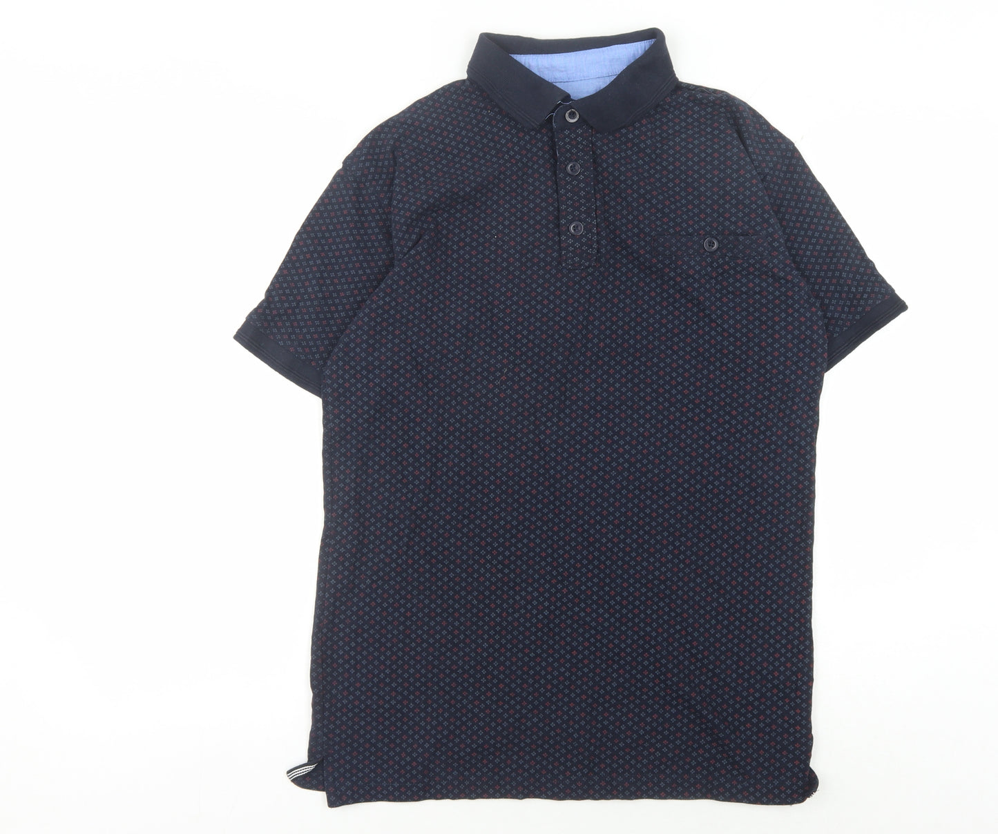 Forge Original Men's Blue Patterned Polo Shirt M