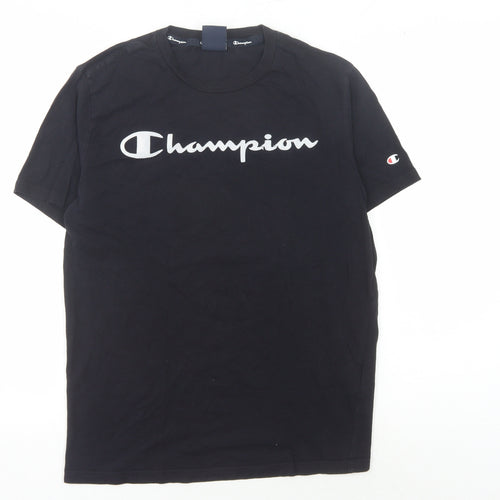 Champion Men's Black T-Shirt, M, Short Sleeve