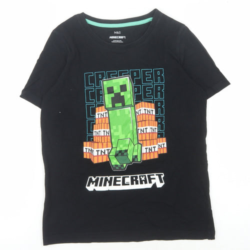 Marks and Spencer Boys Black Minecraft T-Shirt 10-11 Years