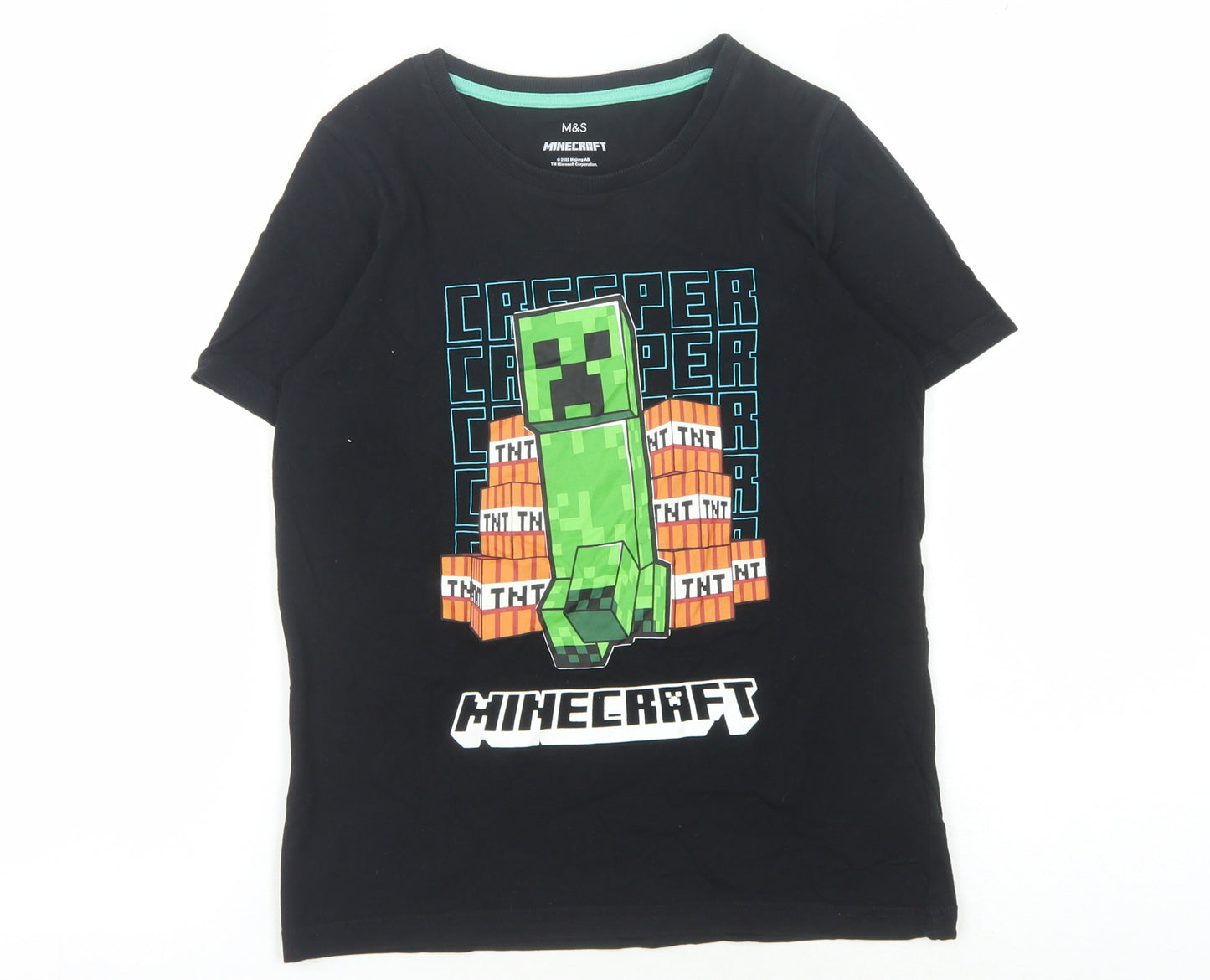 Marks and Spencer Boys Black Minecraft T-Shirt 10-11 Years