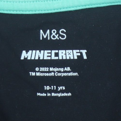Marks and Spencer Boys Black Minecraft T-Shirt 10-11 Years