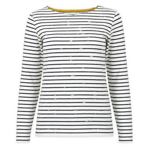 Joules Women's Multicoloured Stripe T-Shirt, 2XS, Boat Neck
