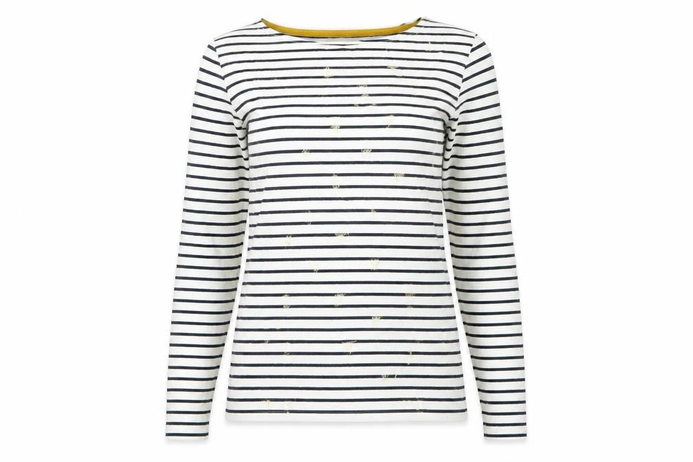 Joules Women's Multicoloured Stripe T-Shirt, 2XS, Boat Neck