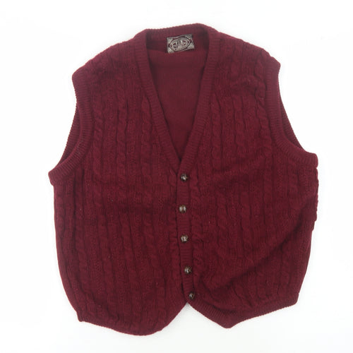 Principles Men's Red Wool Cable-Knit Vest Size M