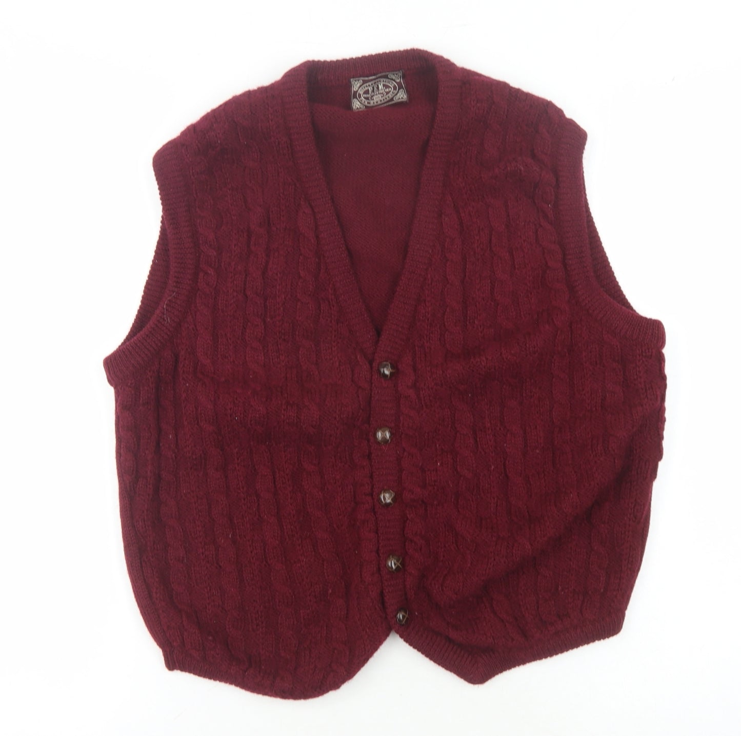 Principles Men's Red Wool Cable-Knit Vest Size M