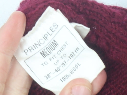 Principles Men's Red Wool Cable-Knit Vest Size M