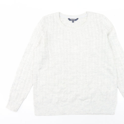 Maine Women's White Cable-Knit Pullover Jumper Size 14
