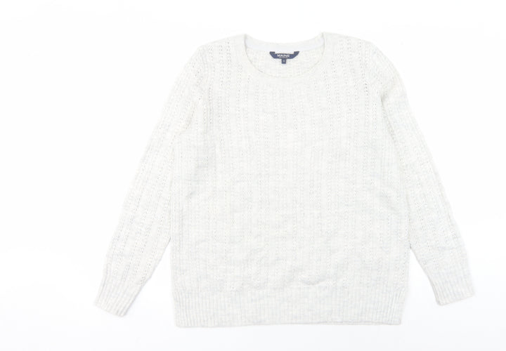 Maine Women's White Cable-Knit Pullover Jumper Size 14