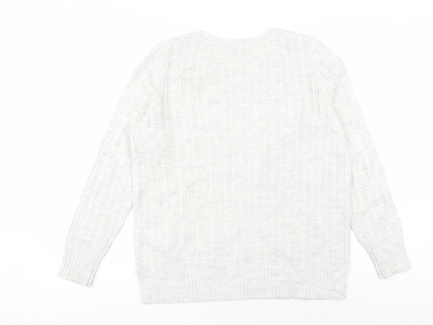 Maine Women's White Cable-Knit Pullover Jumper Size 14