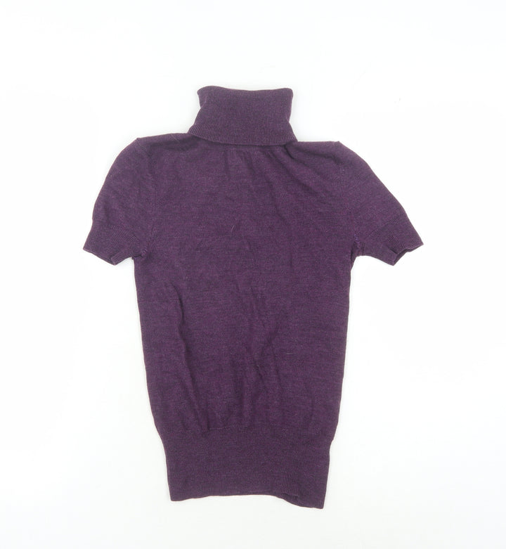 Gap Women's Purple Roll Neck Knit Jumper, Size 2XS
