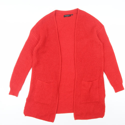 Brave Soul Women's Red Open Front Cardigan S Open Knit Casual