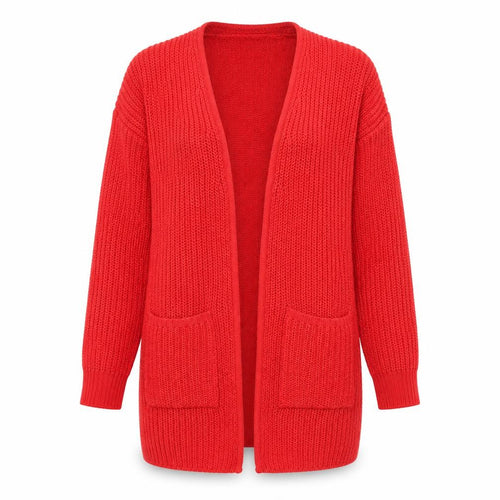 Brave Soul Women's Red Open Front Cardigan S Open Knit Casual