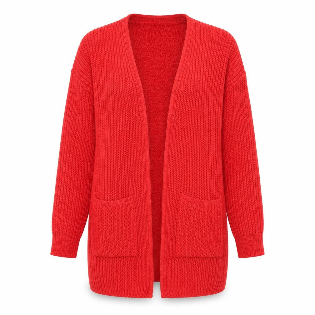 Brave Soul Women's Red Open Front Cardigan S Open Knit Casual