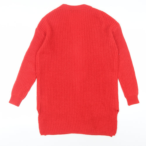 Brave Soul Women's Red Open Front Cardigan S Open Knit Casual