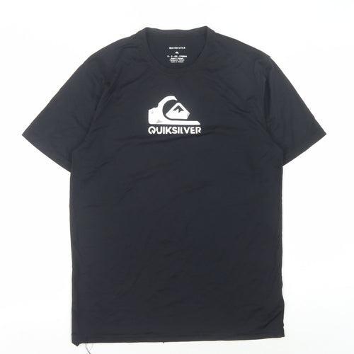 Quiksilver Men's Black T-Shirt, Size S, Solid Pullover