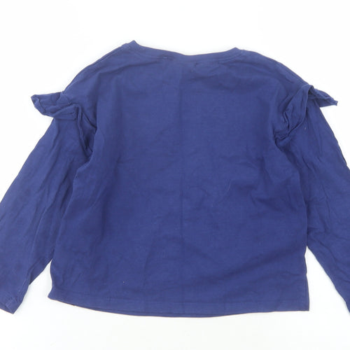 Next Girls Blue Glitter Graphic Long Sleeve T-Shirt 5-6 Years