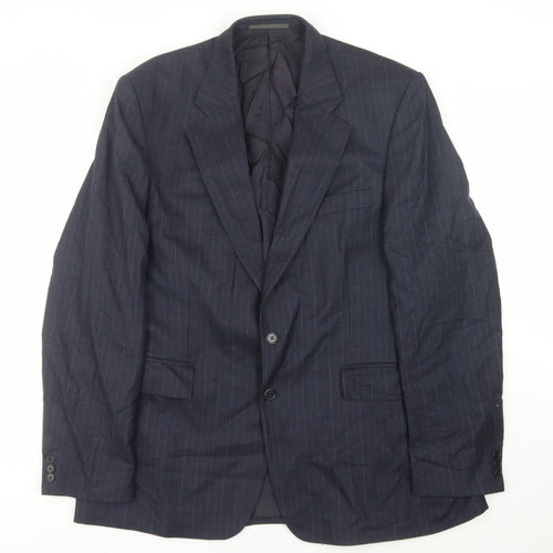 The Label Men's Blue Pinstriped Blazer Jacket 44 Long