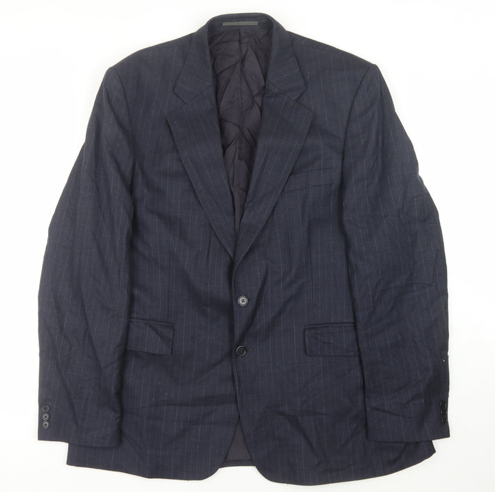 The Label Men's Blue Pinstriped Blazer Jacket 44 Long