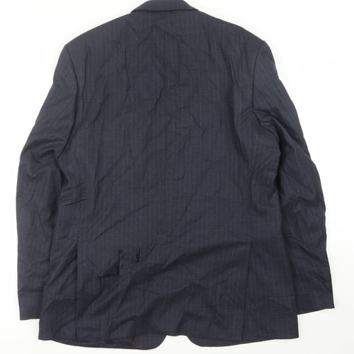 The Label Men's Blue Pinstriped Blazer Jacket 44 Long