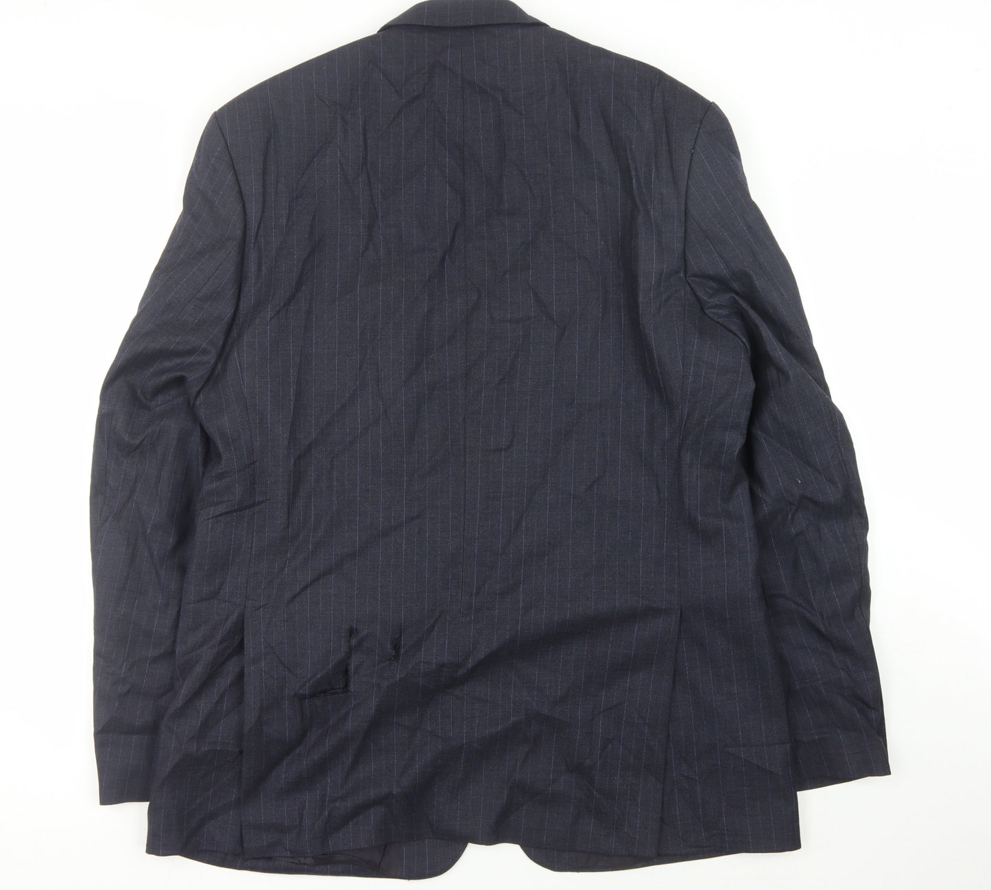 The Label Men's Blue Pinstriped Blazer Jacket 44 Long
