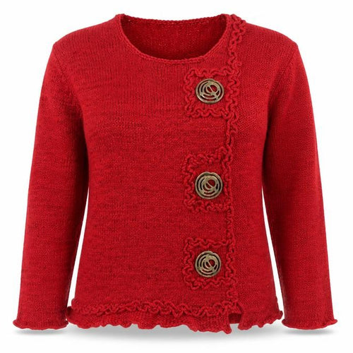 Bassini Women's Red Cardigan Size 6 Knit Button Accents