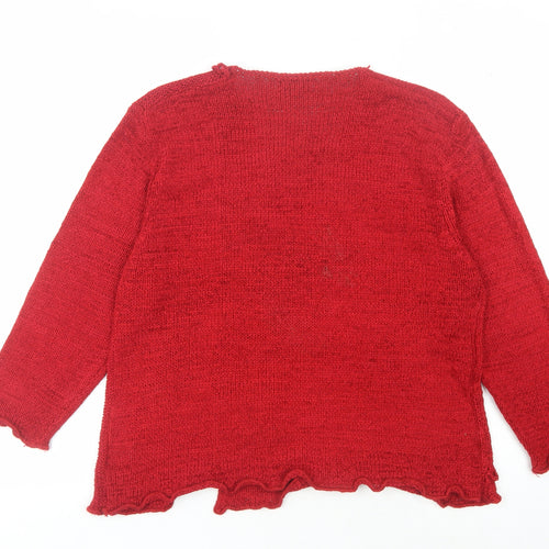 Bassini Women's Red Cardigan Size 6 Knit Button Accents