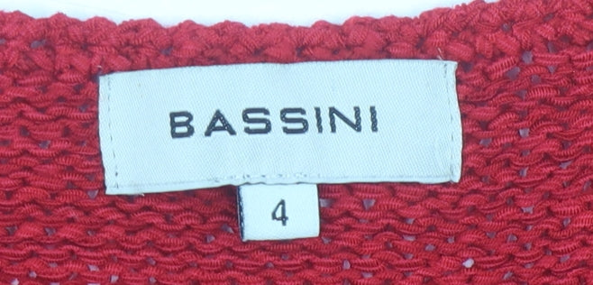 Bassini Women's Red Cardigan Size 6 Knit Button Accents
