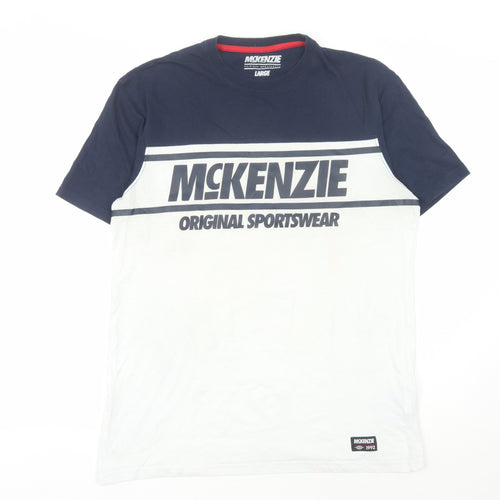 McKenzie Men's L Blue White Sports T-Shirt