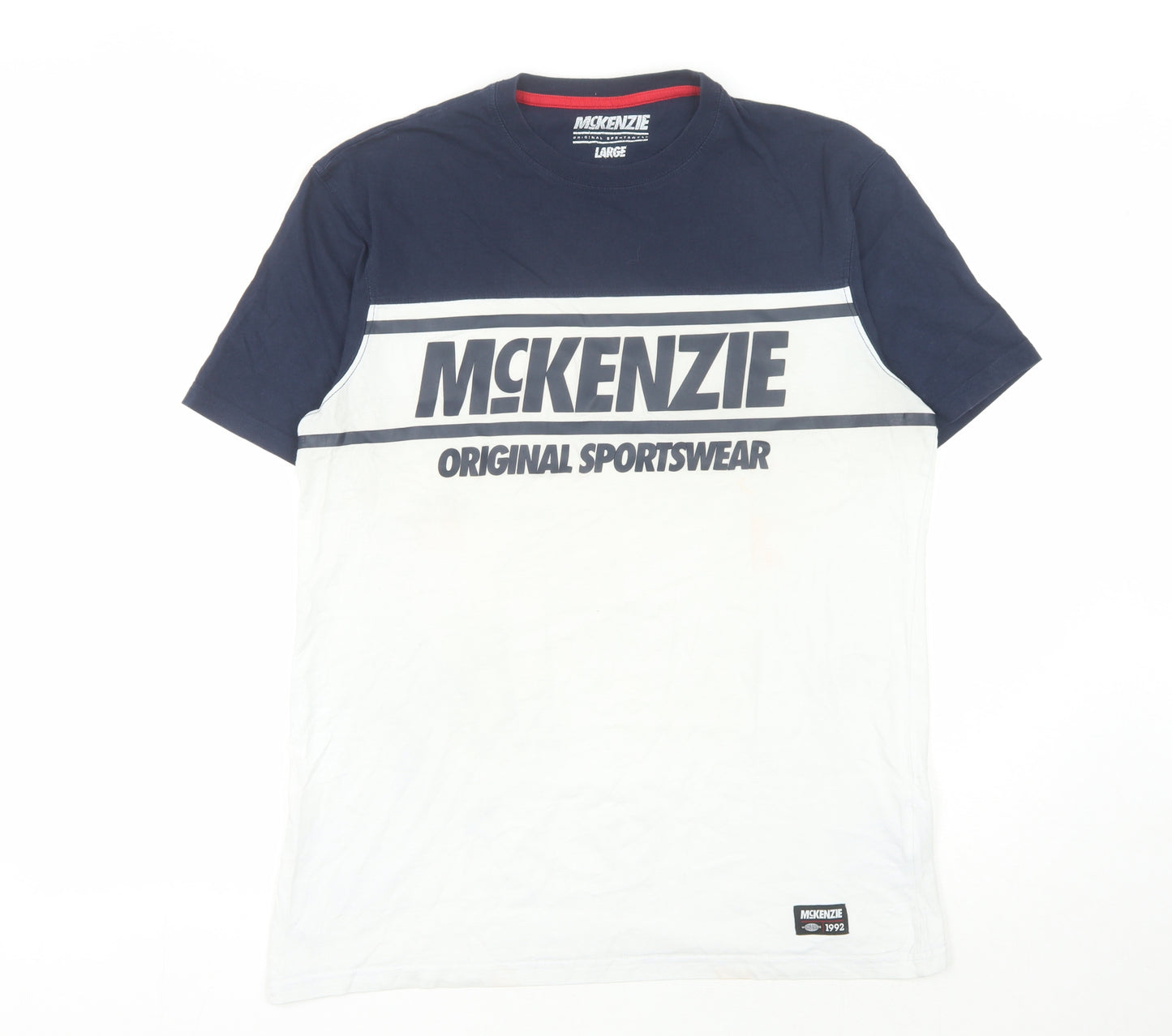 McKenzie Men's L Blue White Sports T-Shirt