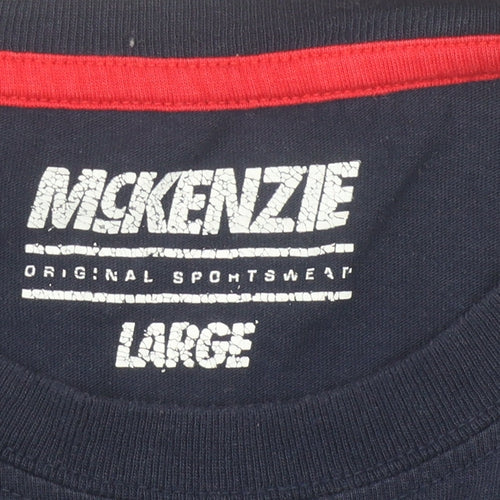 McKenzie Men's L Blue White Sports T-Shirt