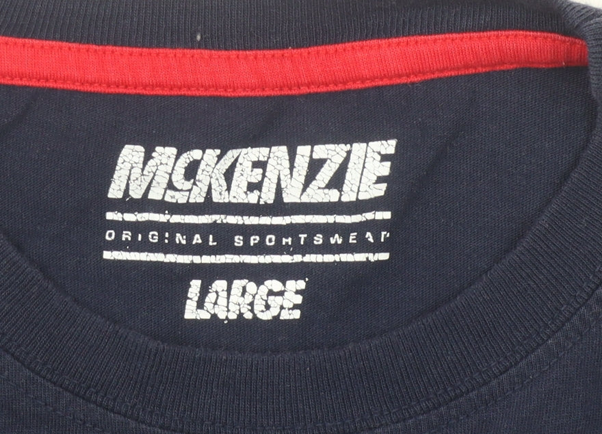 McKenzie Men's L Blue White Sports T-Shirt