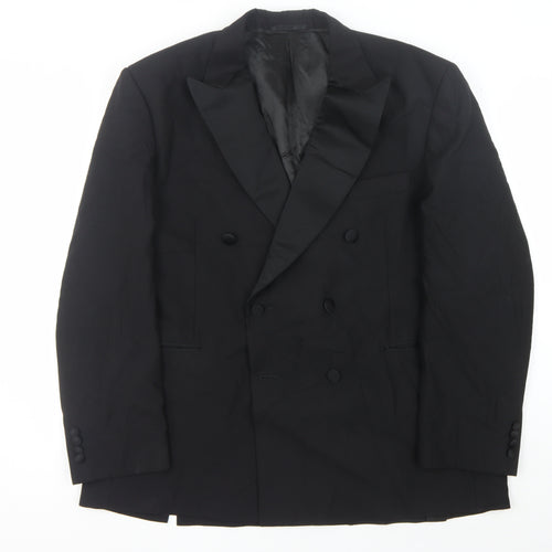 Aquascutum Men's Black Wool Tuxedo Blazer 46S - Formal Elegance