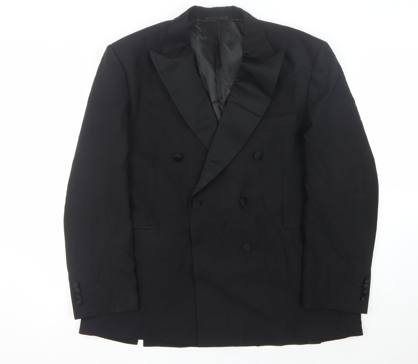 Aquascutum Men's Black Wool Tuxedo Blazer 46S - Formal Elegance