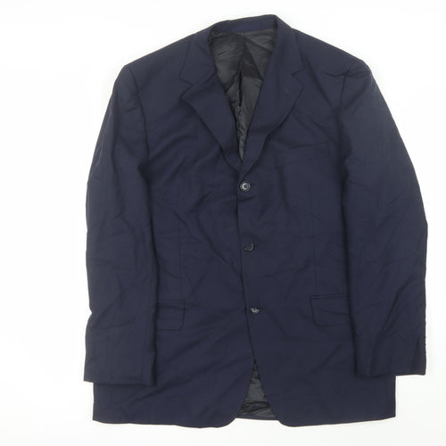 Eddy Taylor Mens Blue Wool Suit Jacket Size 42R