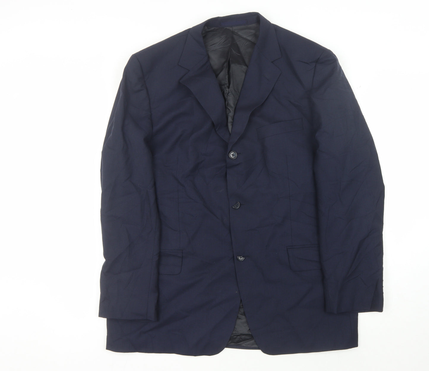 Eddy Taylor Mens Blue Wool Suit Jacket Size 42R
