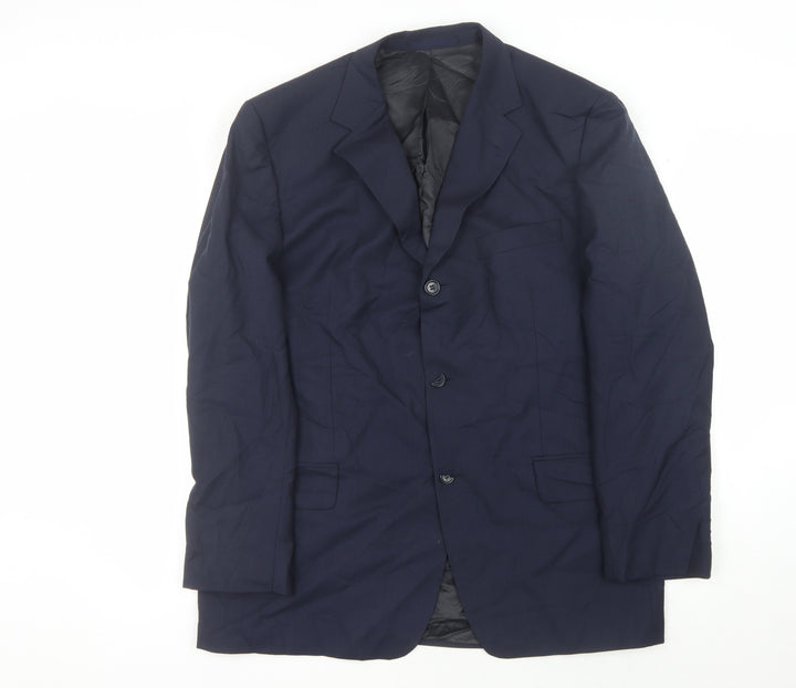 Eddy Taylor Mens Blue Wool Suit Jacket Size 42R