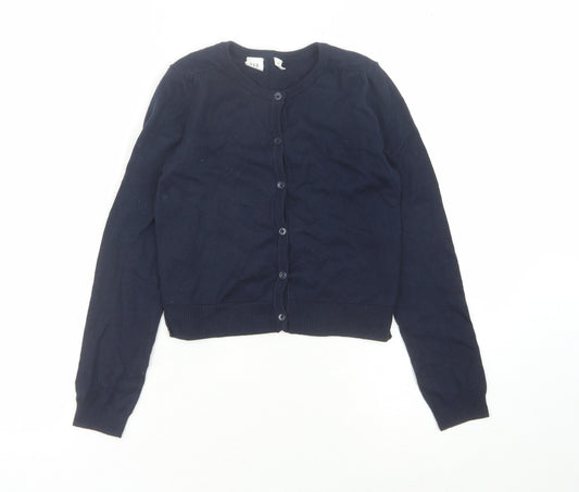 Gap Kids Girls Blue Cardigan 8 Years Button Crew Neck