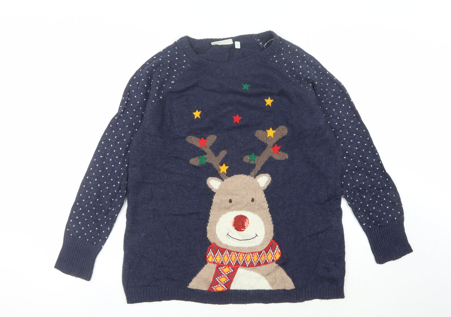 JoJo Maman Bébé Blue Christmas Jumper L