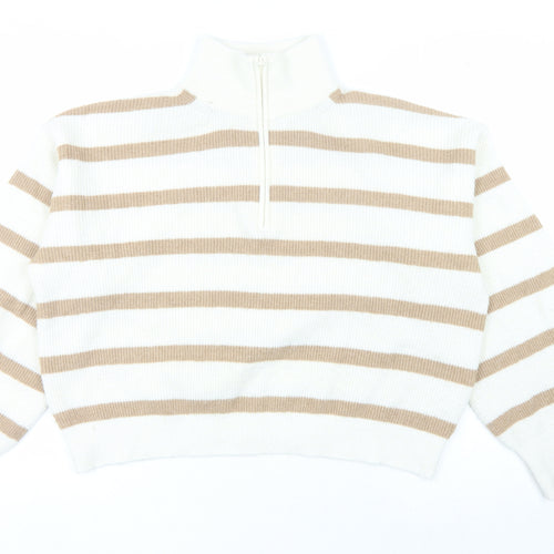 French Connection Women's Striped High Neck Jumper M