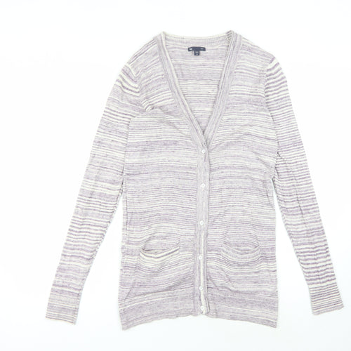 Gap Women's Purple Striped Cardigan Medium