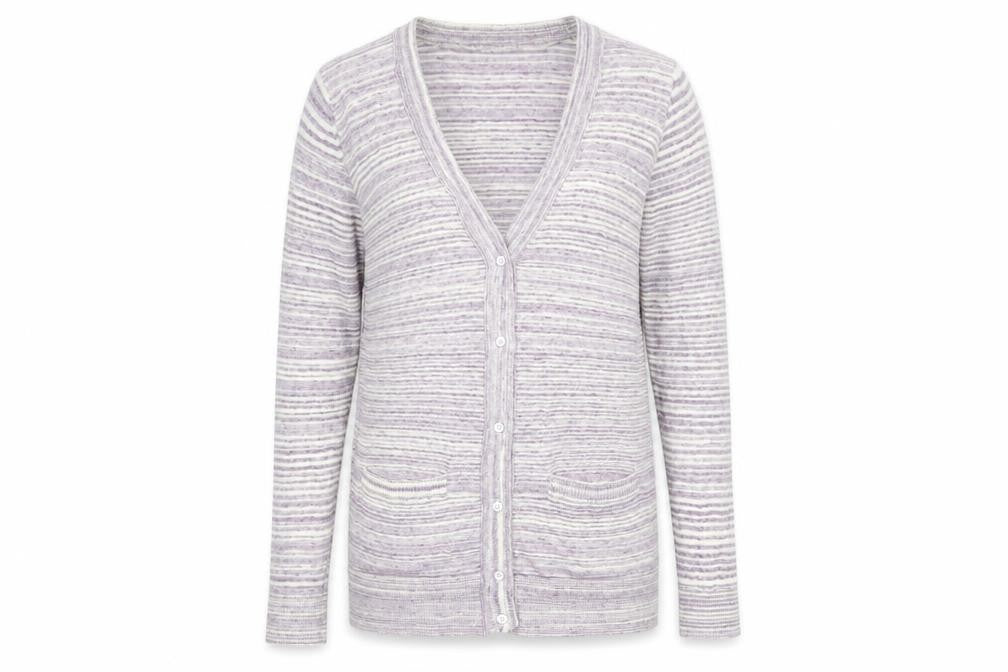 Front view of Gap Women's Purple Striped Cardigan Medium