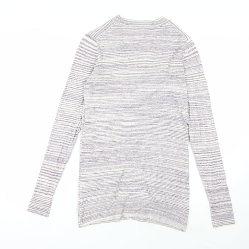 Gap Women's Purple Striped Cardigan Medium