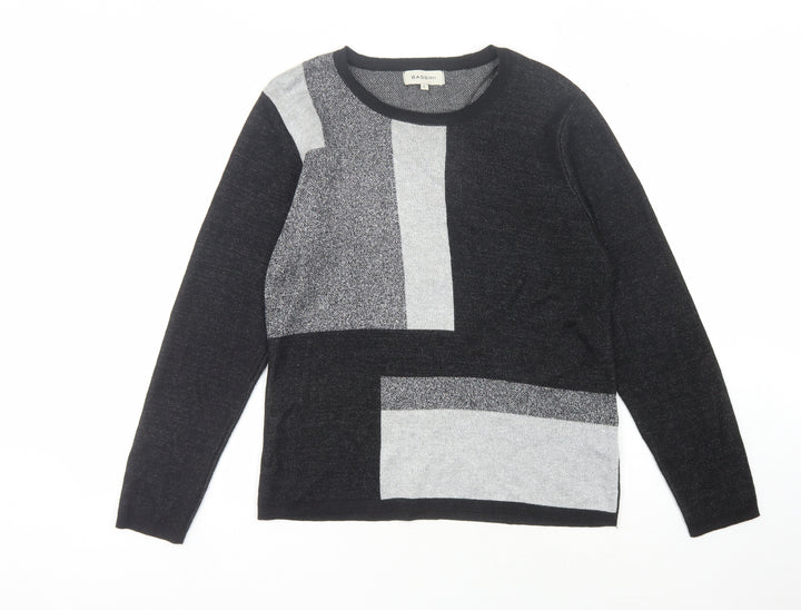 Bassini Women's Black Geometric Knit Jumper L