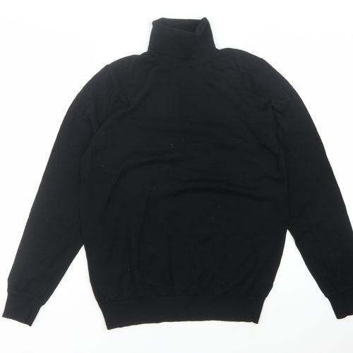 Marks and Spencer Men's Black Roll Neck Jumper - L
