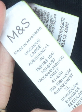 Marks and Spencer Men's Black Roll Neck Jumper - L